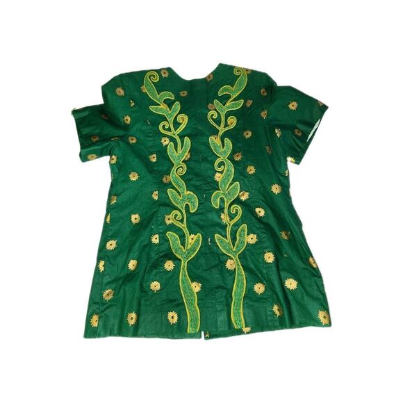 ALPHADI Niamey 36" Chest W. African Embroidered Waist Coat Designer Green Gold - Picture 15 of 16